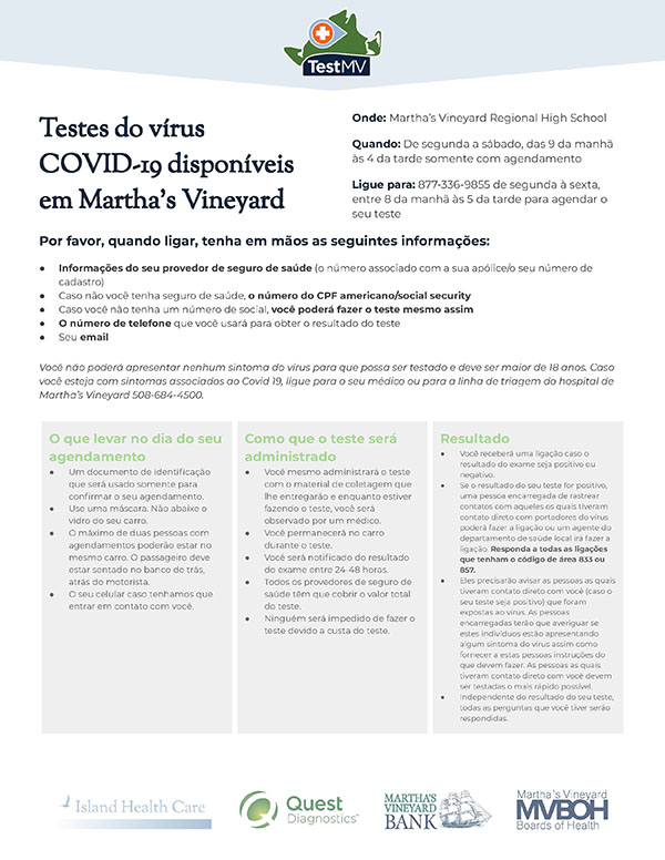 covid testing one pager portuguese